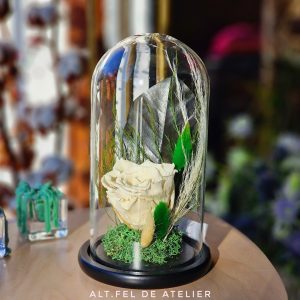 Aranjament cupolă trandafir alb