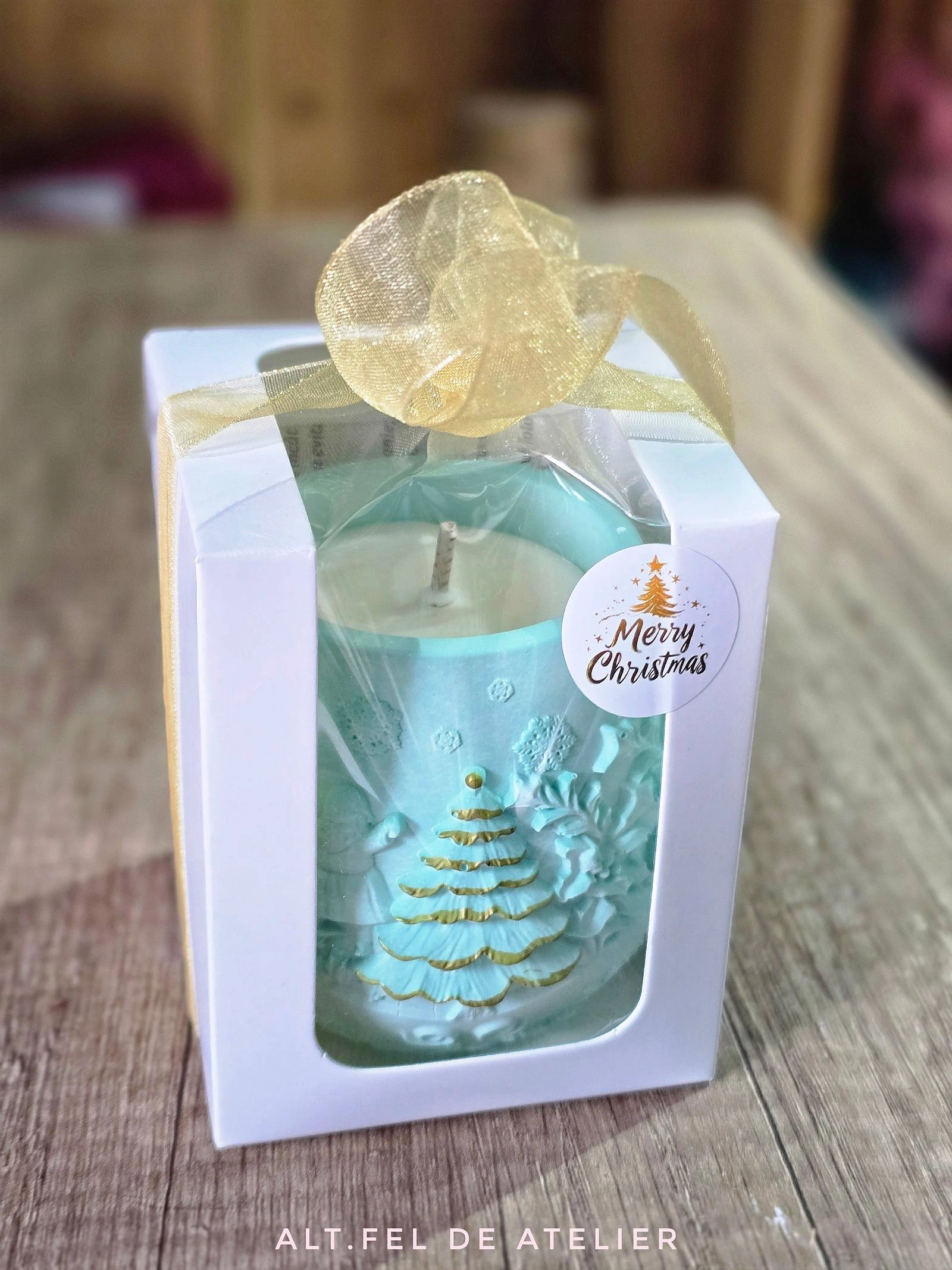 Set cadou Aranjament Craciun + Lumanare artizanala - imagine 2