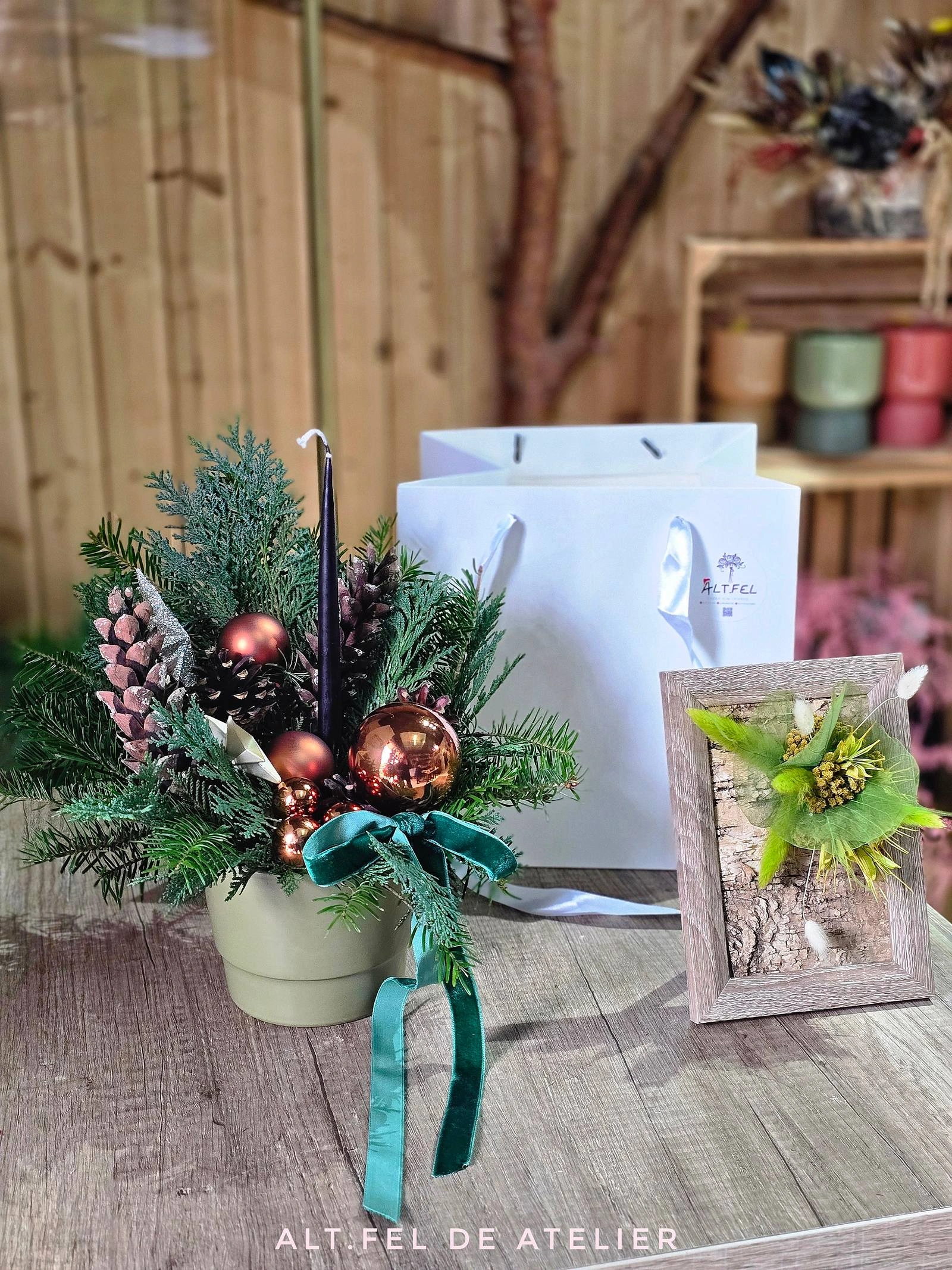 Set cadou Aranjament Craciun + Tablou